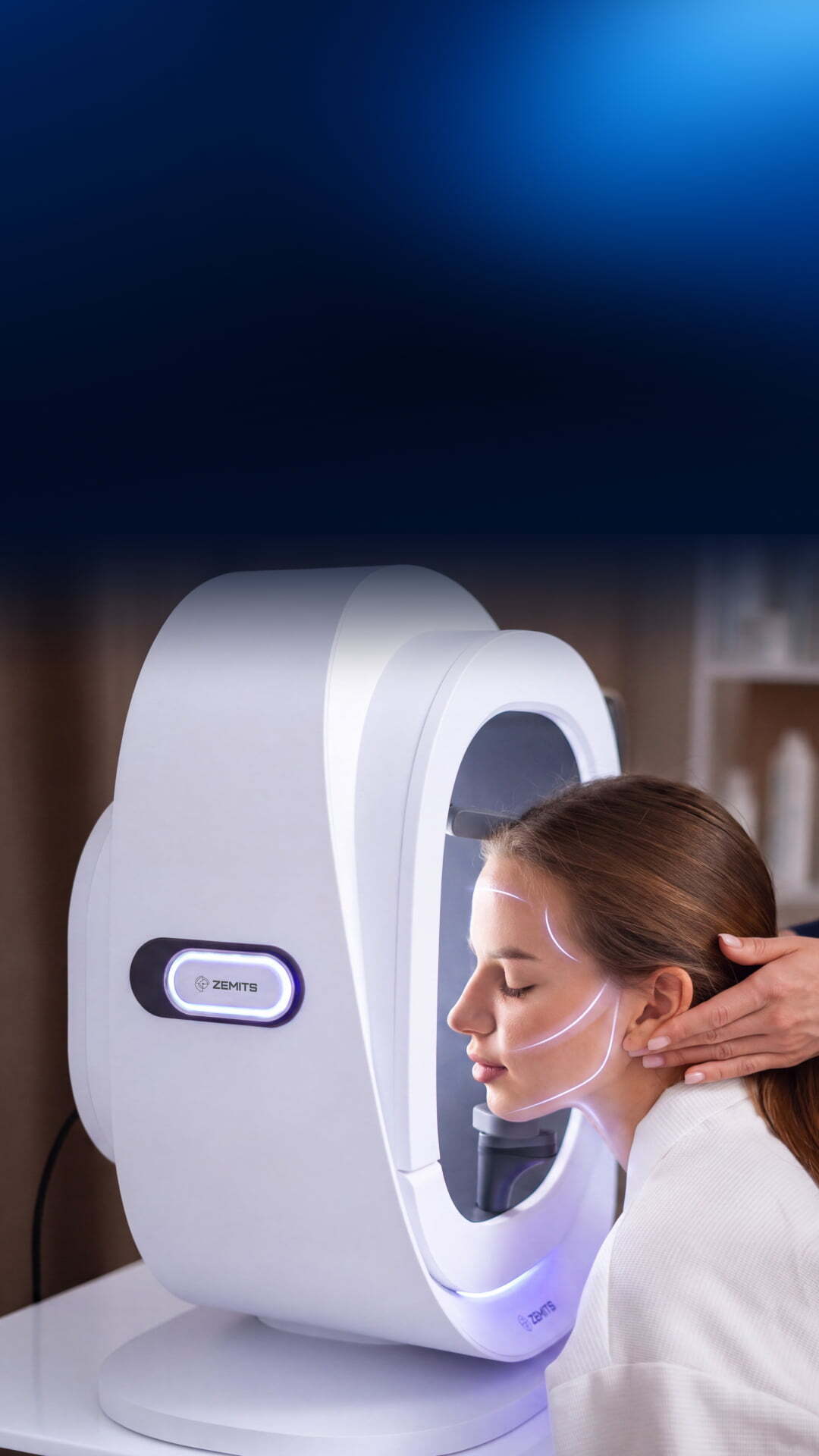 Esthetic professional using VeraFace Pro during a client consultation