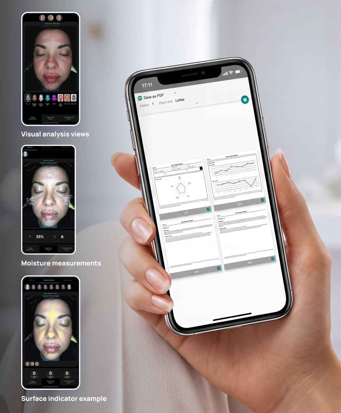 VeraFace Pro mobile report with QR-supported client access